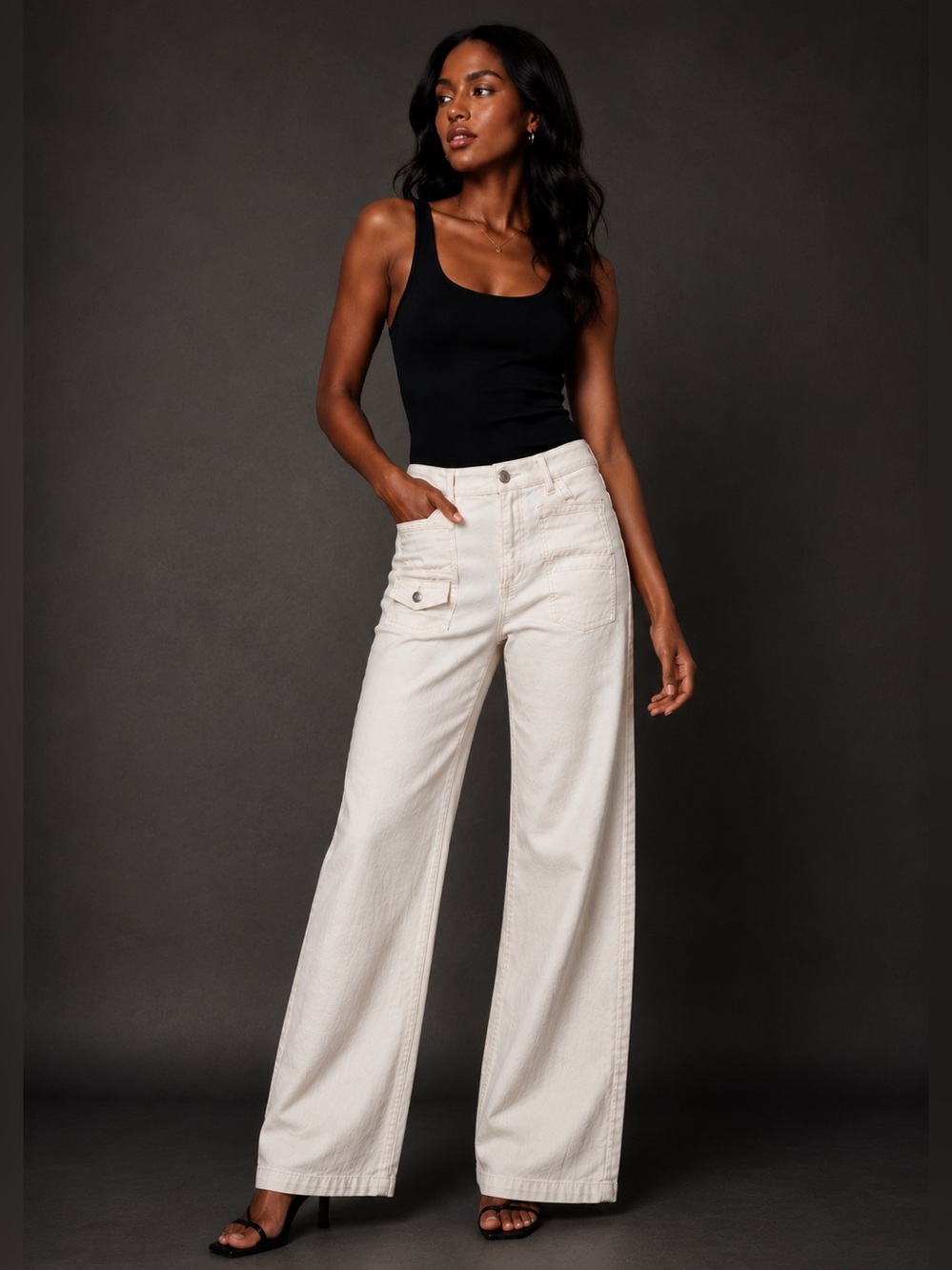 James Jeans White Denim Jeans with Silver Button